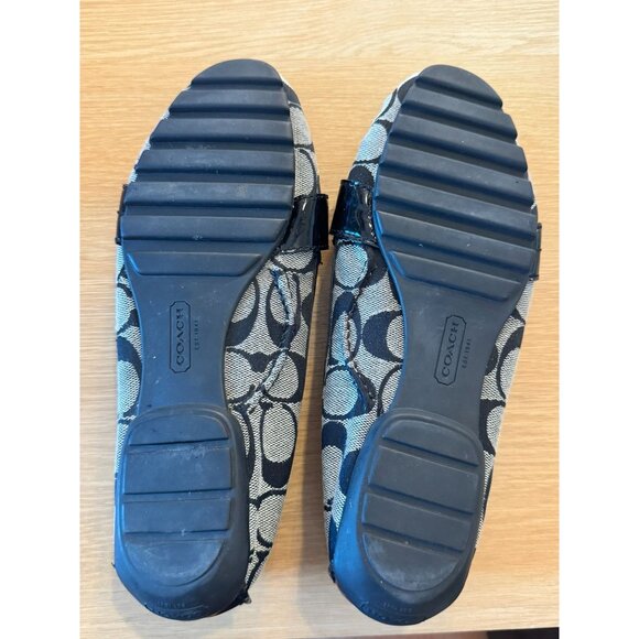 Coach Black & White Signature Canvas & Patent Leather Loafers Pauleen 7 B A0236 - Picture 8 of 11